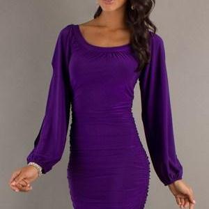 Short Scoop Neck Dress With Long Sleeves