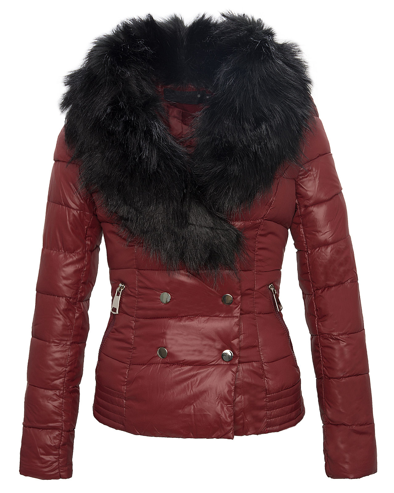 Women's Winter Jacket Short Quilted Jacket With Detachable Fur